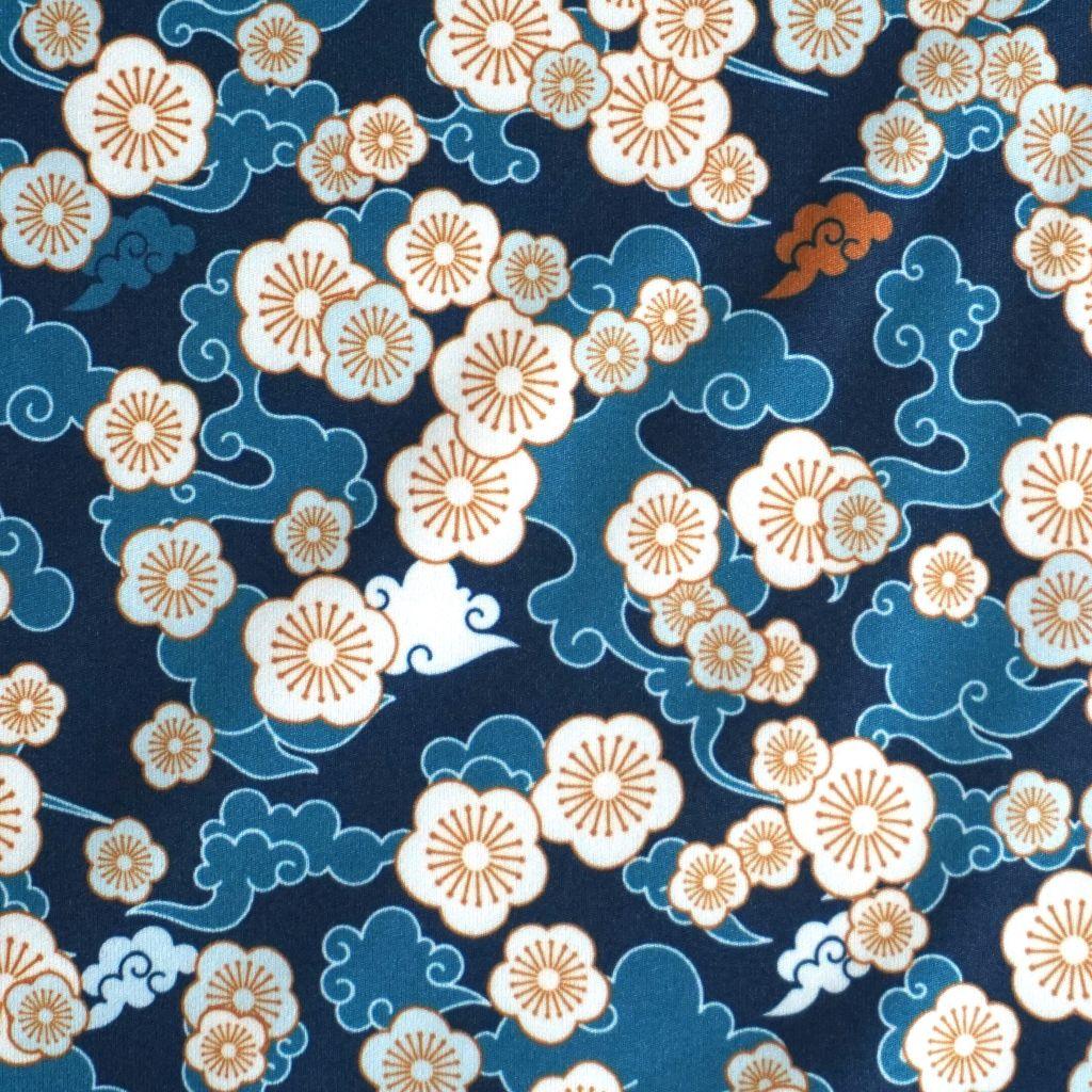 Sport Yoga Jersey Kunstfaser Blumen petrol blau